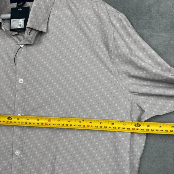 Mizzen+Main Leeward Performance Shirt XXL Trim No Tuck Grey Geometric 1WS-1903
